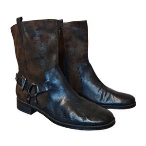 Aerosoles Boots Womens Size 9 Black Brown Outrider Harness Moto Mid Calf Zip
